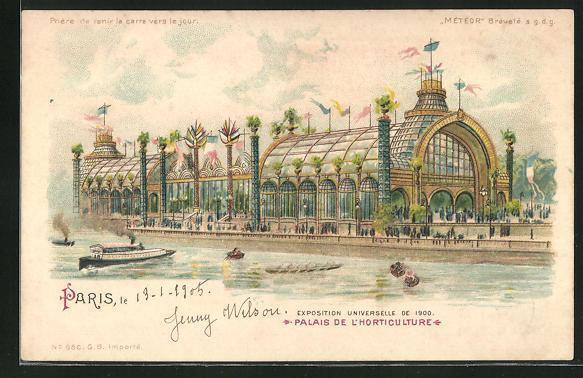 Ak paris exposition universelle de 1900 palais dede l horticulture halt gegen das licht