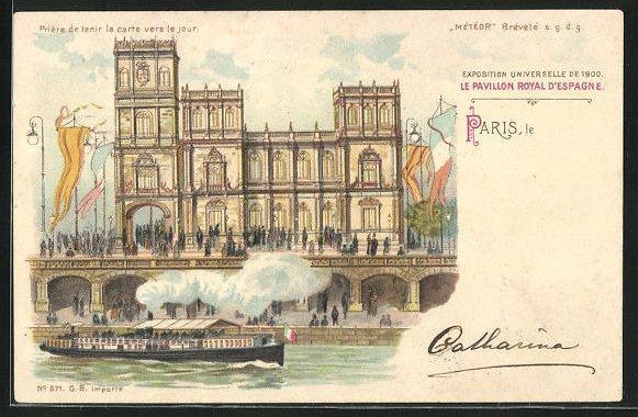 Ak paris exposition universelle de 1900 le pavillon royal d espagne halt gegen das licht