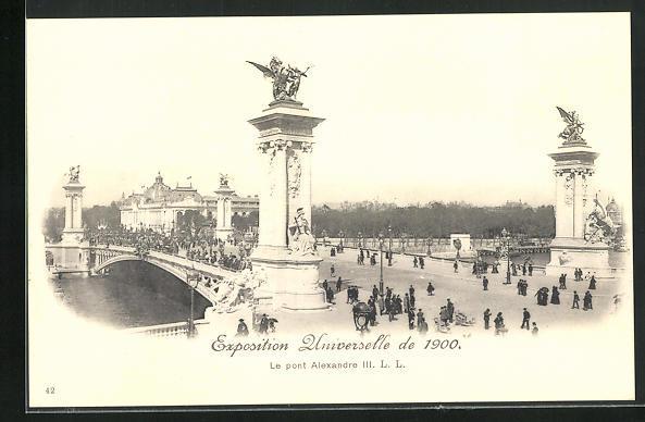 Ak paris exposition universelle de 1900 le pont alexandre iii